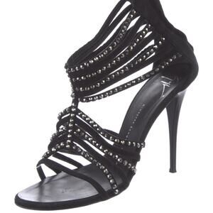 Giuseppe Zanotti Strass Black Suede Bejeweled Black  Heels size 39 size 9